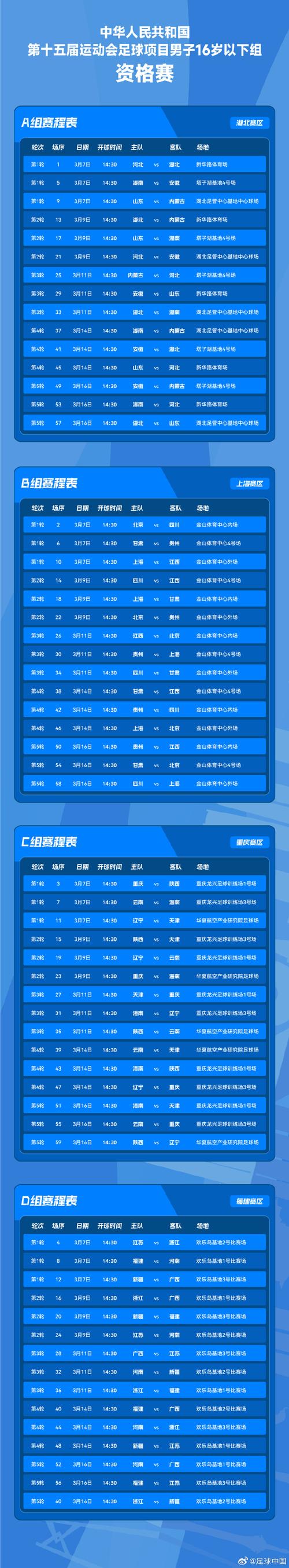 中国足球赛时间（中国足球赛比赛时间）